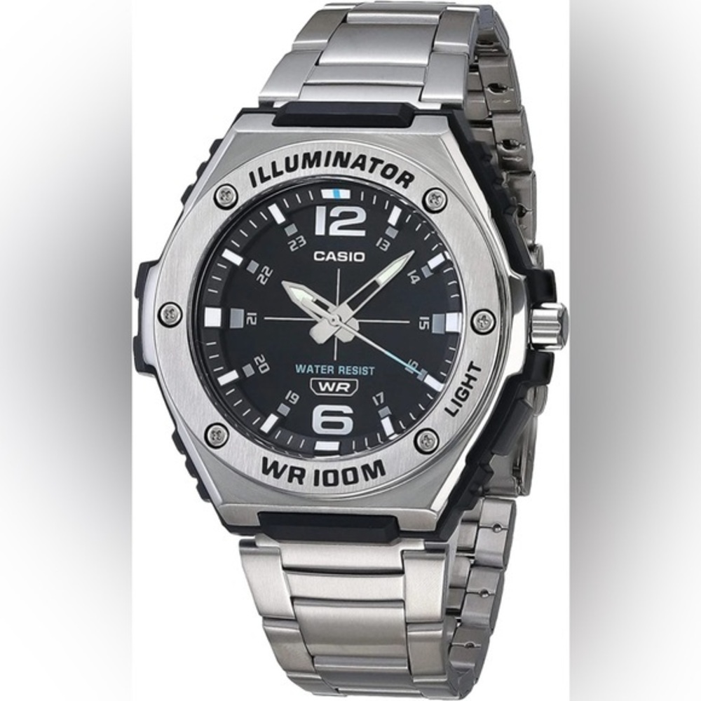 Casio Illuminator Black and Silver Watch